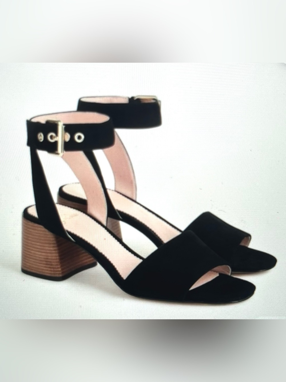 J. Crew Penny Sandals Ankle Strap Heels Black Suede Strappy Buckle Size 8.5